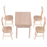 LotCow 5 Pack Dollhouse Miniature Dining Table Chair Wooden Furniture Set 1:12 Model Mini House Accessories for Kids DIY Scene Doll Home Furniture Craft Door Furniture Accessory
