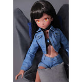 KDJSFSD BJD Doll 1/4 Original Anime Style Doll SD Dolls 15.5 Inch Ball Jointed Doll Fashion DIY Toys with Denim Suit Shoes Wig Hair Makeup Necklace,Christmas Birthday Gift for Kids Girls Children