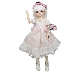 18" 1/4 BJD Doll Full Set 45cm 18inch 18 Jointed Dolls + Wig + Skirt + Makeup + Shoes + Socks + Accessories for Girs's Toy (Aine)