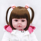 NKol Reborn Baby Dolls, Lifelike Realistic Newborn Weighted Baby Doll Girl with Panda Outfit (18Inch)