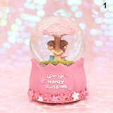 Qjoy Sakura Couple Crystal Ball with Rotating Light Music Box