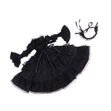 Prettyia 1/3 BJD Dress Black Lolita Dress with Accessory for Night Lolita Girl Doll