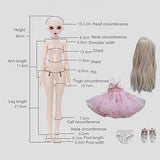 KSYXSL 1/4 BJD Doll 16.5" 42 cm Ball Jointed SD Doll Full Set DIY Toy Action Figure with Clothes Wigs Shoes Makeup 100% Handmade Resin Girl Dolls
