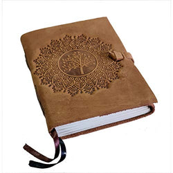 Leather Journal Mandala & Tree Engraved Leather Bound Writing Journal for Women & Men Unlined Journals for Women, Leather Bound Notebook Unruled Journal & Diary, Unlined Writing Journal