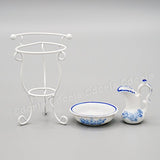 Odoria 1:12 Miniature Washbasin with Rack and Pitcher Dollhouse Bathroom Accessories