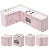 yuye-xthriv 1/12 Cabinet Counter Sink Counter Model Mini Doll House Kitchen Play Cabinets Cooking Table Sink Counter Model Toy C