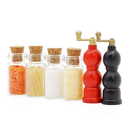 Odoria 1/12 Miniature Glass Jars and Pepper Shakers Dollhouse Decoration Accessories