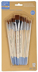 Artists Loft Necessities Brown Synthetic Flat & Round Brushes