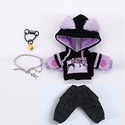 BJD Clothes Cat Hooded Sweater Coat for OB11, Molly,GSC, YMY , 1/12bjd Doll Clothes Accessories (Black-Purple2)