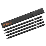 Notsu Black Pencils #2 with Case 4pc Set | Presharpened Black Wood Writing Pencils with Black Erasers and Travel Case Box