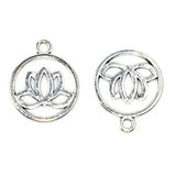 Craftdady Pack of 10 Lovely Round 20mm Lotus Flower Charms Pendants for Jewelry Making DIY