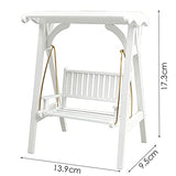 Goodliest Mini Swing 1:12 Scale Miniature Dollhouse Swing Chair 1/12 Scale Wooden Dollhouse Furniture Dollhouse Hammock Doll Park Decorations for 1/12 Doll House White