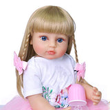 Reborn Baby Dolls Silicone Vinyl Full Body Girls 22 inches 55cm Toddlers Newborn Princesses Blonde Long Hair Waterproof with Dress Eyes Open for Birthday Gifts