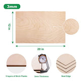 Consmos Baltic Birch Plywood 3mm 1/8" 12" x 20" Craft Wood B/BB Grade Baltic Birch Sheets, Pack of 6 Plywood Perfect for Arts and Crafts, DIY Projects, Drawing, Painting, Laser, Wood Engraving