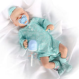 Realistic Reborn Baby Dolls,17Inch Sleeping Newborn Baby Doll Handmade Baby Full Vinyl Body Washable Baby,with Nursing Bottle and Pacifier,Cute Reborn Toddler for Boy Sleeping Doll Gifts