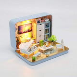 Cool Beans Boutique Miniature DIY Dollhouse Kit - Tin Box Style (Blue)