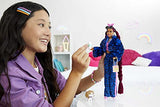 Barbie Dolls and Accessories Barbie Extra Doll with Burgundy Braids and Pet Puppy Furry Jacket Toys and Gifts for Kids