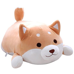 Shiba Inu Dog Plush Pillow, Cute Corgi Akita Stuffed Animals Doll Toy Gifts for Valentine's Gift, Christmas,Sofa Chair, brown round eye, 22.8"