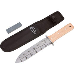 Hori Hori Garden Knife with Sharpening Stone, Nylon Sheath and Extra Sharp Blade - in Gift Box. This Knife Makes a Great Gift for Gardeners and Campers!