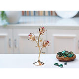 Matashi Rose Flower Tabletop Ornament w/Clear Crystals, Long-Stem, Metal Decorative Home Décor |