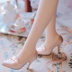HMANE 6cm High-Heeled Shoes for 1/3 BJD Dolls, Vintage Silk High-Heeled Shoes for BJD Dolls SD Dolls, Pink