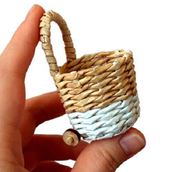 Miniature Shopping Trolley, Basket for Toys. Handmade Dollhouse Nursery 1:8 scale