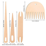 7 Pieces Wood Hand Loom Stick Set, Include 5 Pieces Wood Weaving Crochet Needle with Wooden Shuttles Weaving Stick and Wood Weaving Comb for Knitted Crafts DIY