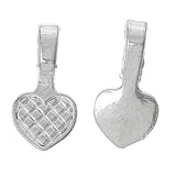 Rockin Beads Brand, 200 Glue on Heart Bails Pendant Hanger Silver Plated 16x8mm