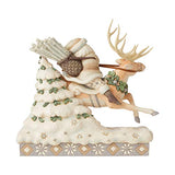 Enesco Jim Shore Heartwood Creek White Woodland Santa Riding Reindeer Figurine, 7.75 Inch, Multicolor
