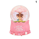 Qjoy Sakura Couple Crystal Ball with Rotating Light Music Box