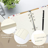 YoeeJob A6 Refillable Notebook, 6 Ring Binder Travel Diary, Journal Notebook with 160 Pages Paper for Writing(White)