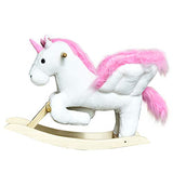 Qaba Kids Wooden Plush Ride-On Unicorn Rocking Horse Chair Toy with Sing Along Songs