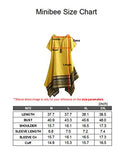 Minibee Women's Ethnic Cotton Linen Short Sleeves Irregular Tunic Dress (2XL, Orange)