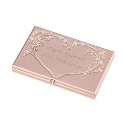 Things Remembered Personalized Rose Gold Heart and Vines Card Case with Engraving Included