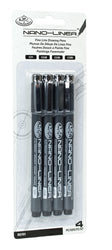 Royal & Langnickel Nano-Liner Drawing Pen, Black, 4-Pack