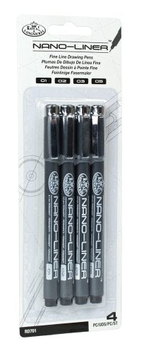 Royal & Langnickel Nano-Liner Drawing Pen, Black, 4-Pack