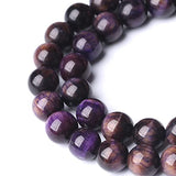 Natural Purple Tiger Eye Beads Round Loose Stone Beads Energy Gemstone Healing Power for Jewelry Making 8mm 46pcs 15"