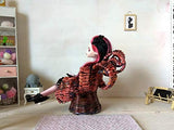 Miniature Octopus Chair for Doll. Wicker Dollhouse Furniture 1/6 Scale Armchair