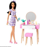 Barbie Furniture and Accessory Pack, Barbie Doll House Décor, Vanity Theme, Kids Toys and Gifts, Mirror, Stool and Beauty Products