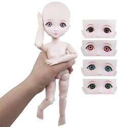 Naked 1/6 BJD Doll,29cm 11inch Ball Jointed Dolls +Basic Makeup + 5 Colors Eyes + Different Hands,Free to Change