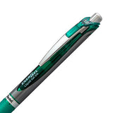 Pentel EnerGel RTX Retractable Liquid Gel Pen, Bold Line, Metal Tip, Green Ink, Box of 12 (BL80-D)