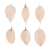 Wholesale 6PCS Rose Gold Real Filigree Leaf Pendants Bulk Charms for Jewelry Making (Small)