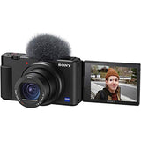 Sony ZV-1 Compact Digital Vlogging 4K HDR Video Camera for Content Creators & Vloggers DCZV1/B Double Battery Bundle with Deco Gear Case + 64GB Card + External Charger and Accessories