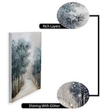 TRAIN2 Art Tree Wall Art Living Room Hand Painted Forest Wall Art Canvas, Abstract Oil Painting Modern Home Decor Landscape Artwork Stretched and framed, ready to hang, (24X36inch)