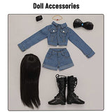 KDJSFSD BJD Doll 1/4 Original Anime Style Doll SD Dolls 15.5 Inch Ball Jointed Doll Fashion DIY Toys with Denim Suit Shoes Wig Hair Makeup Necklace,Christmas Birthday Gift for Kids Girls Children