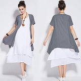 Anysize Soft Linen Cotton Two-Piece Dress Spring Summer Plus Size Dress Y96