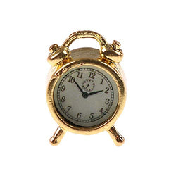 Miniature Alarm, Classic Alloy Alarm Miniature Accessory Collection Clock for 1/12 Dollhouse - Golden Random Pattern Durable