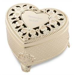 Things Remembered Personalized Soft Gold Anastasia Heart Keepsake Jewelry Box with Engraving Included