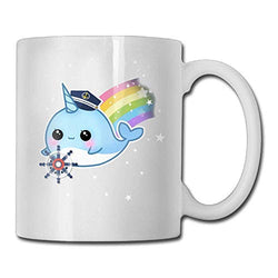 Cute Kawaii Captain Narwhal with Rainbow 11oz Tea Cup Coffee Mug