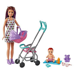 Barbie Skipper Babysitters Inc. Playset with Skipper Babysitter Doll (Brunette), Stroller, Baby Doll & 5 Accessories, Toy for 3 Year Olds & Up